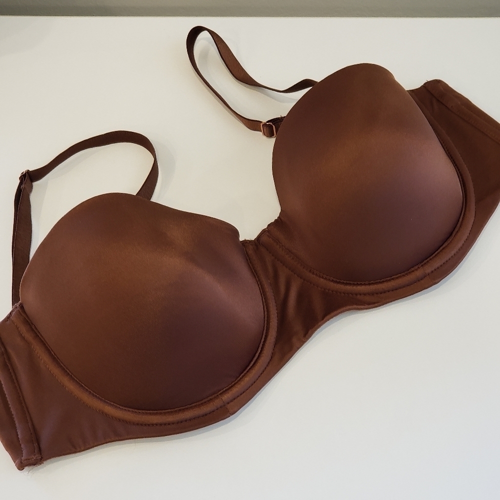 Sz 32DD Mocha Savage X Fenty Strapless Microfiber Demi Bra